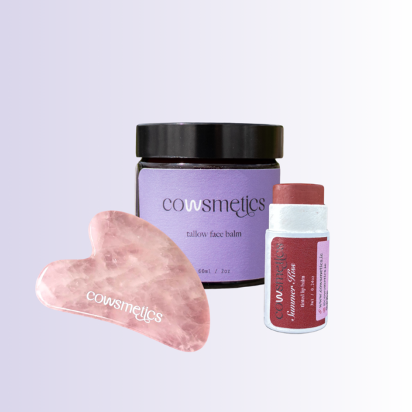 Tallow glow ritual with gua sha, face balm and lip balm